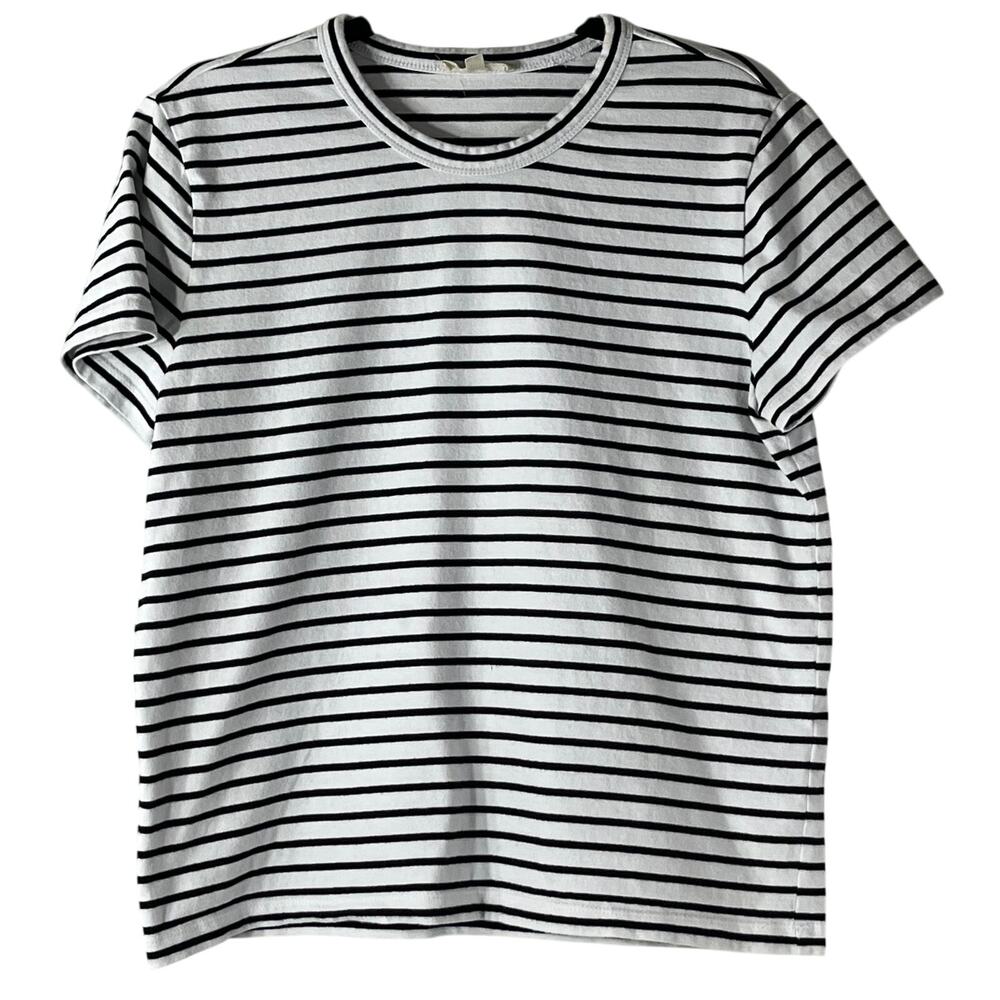 Madewell Black White Stripe Crewneck Tee Size S
